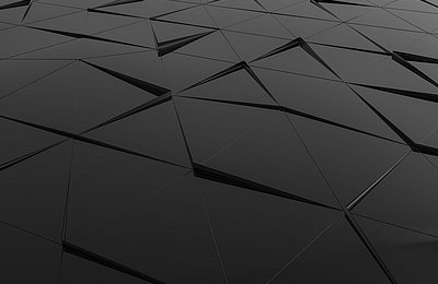 Abstrakte schwarze geometrische Dreiecke Hintergrund Abstraktes Hintergrundbild mit schwarzen geometrischen Dreiecken und Polygonen in 3D-Optik